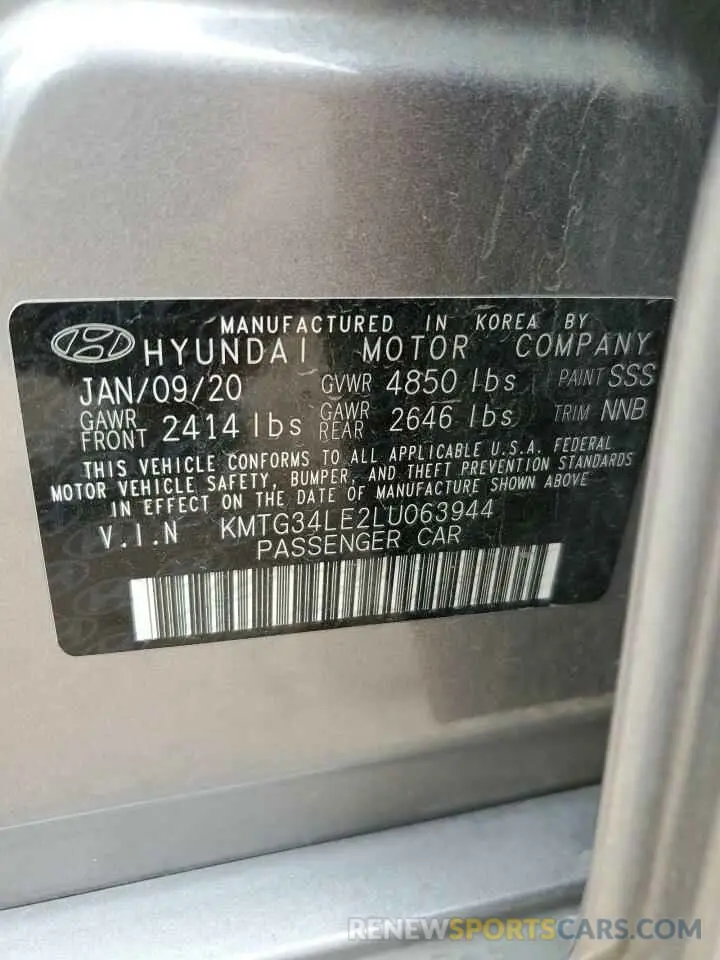 12 Photograph of a damaged car KMTG34LE2LU063944 GENESIS G70 2020