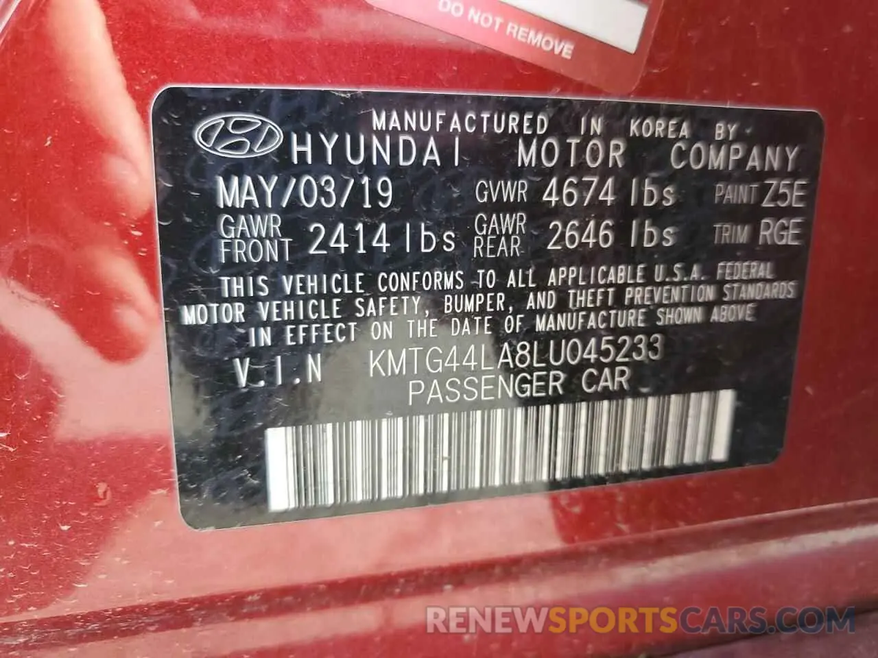 13 Photograph of a damaged car KMTG44LA8LU045233 GENESIS G70 2020
