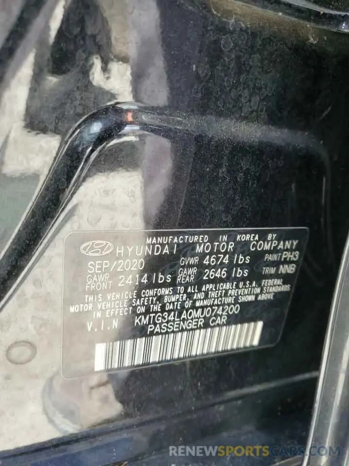 12 Photograph of a damaged car KMTG34LA0MU074200 GENESIS G70 2021