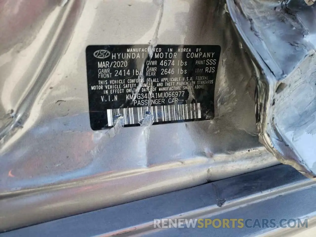 14 Photograph of a damaged car KMTG34LA1MU066977 GENESIS G70 2021
