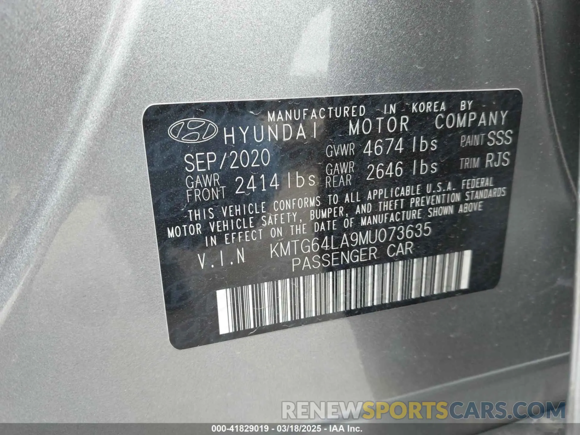 9 Photograph of a damaged car KMTG64LA9MU073635 GENESIS G70 2021