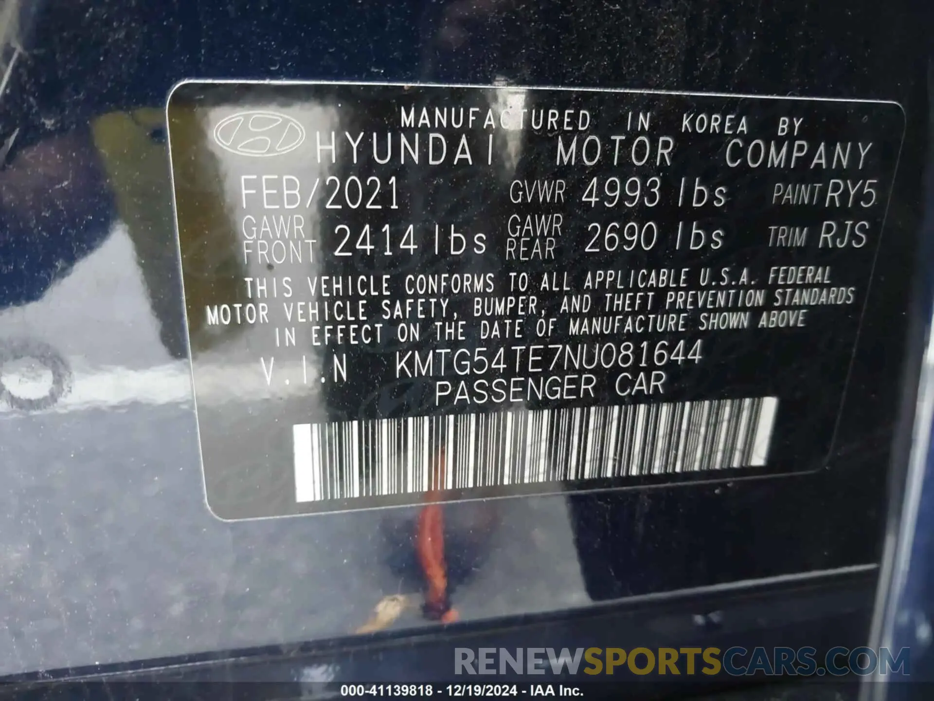 9 Photograph of a damaged car KMTG54TE7NU081644 GENESIS G70 2022
