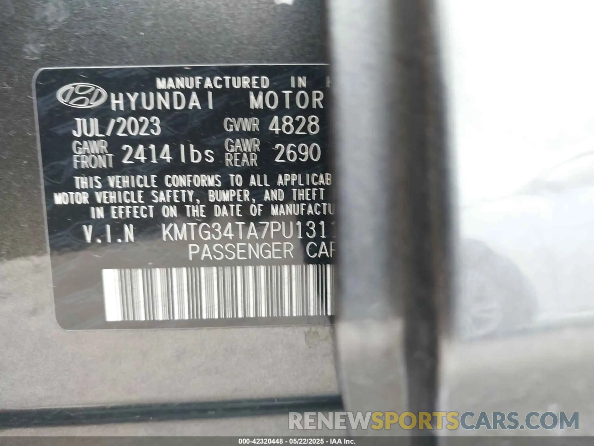 9 Photograph of a damaged car KMTG34TA7PU131190 GENESIS G70 2023