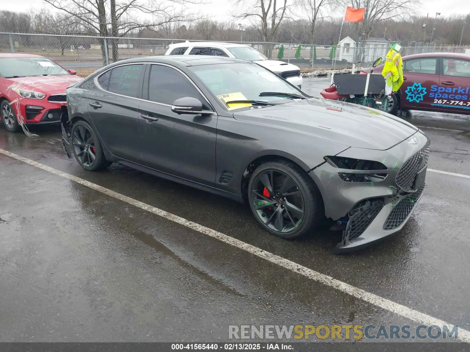 1 Photograph of a damaged car KMTG54TEXPU107334 GENESIS G70 2023
