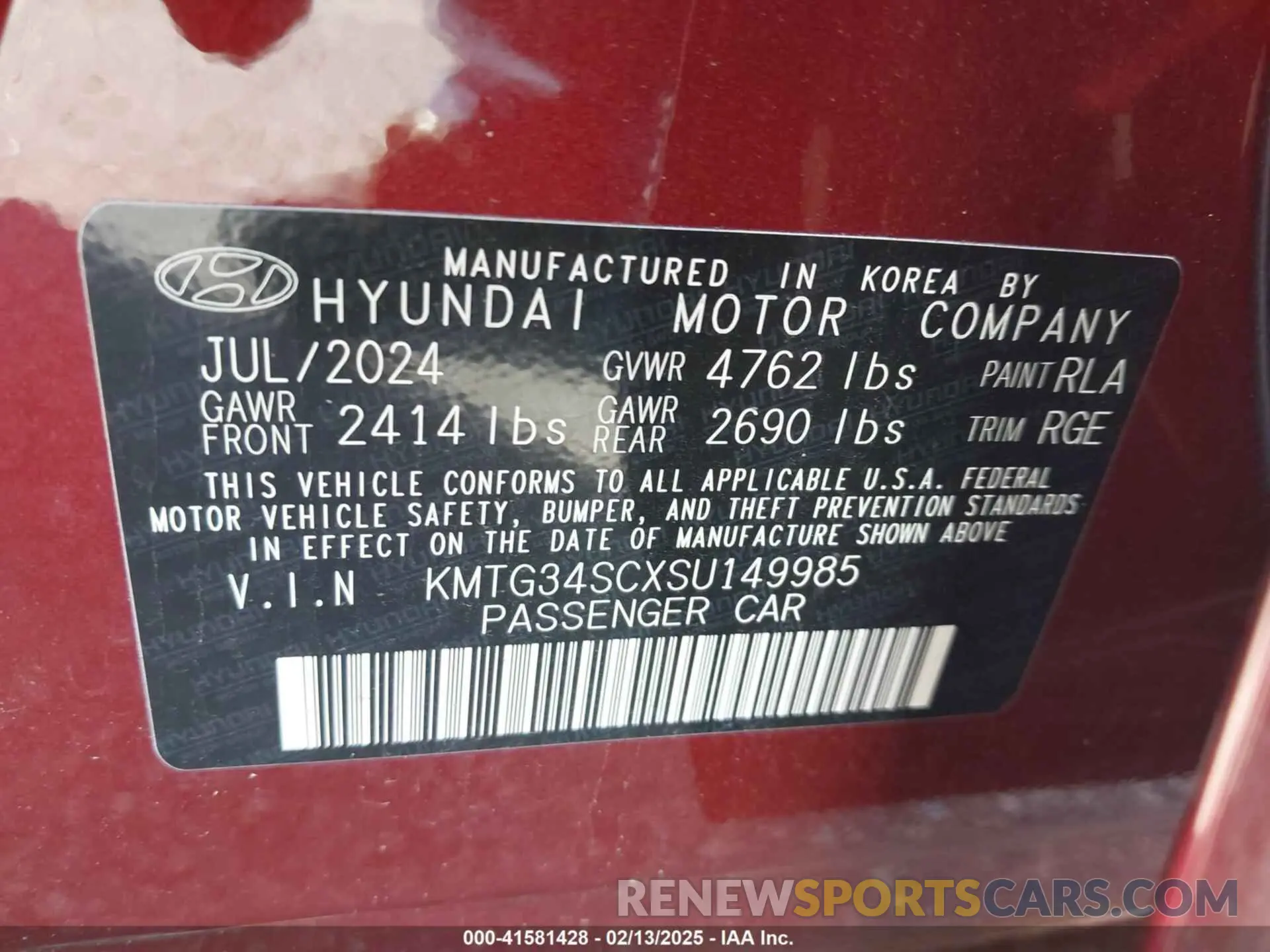 9 Photograph of a damaged car KMTG34SCXSU149985 GENESIS G70 2025