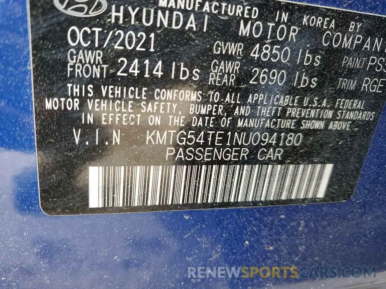 12 Photograph of a damaged car KMTG54TE1NU094180 GENESIS G70 BASE 2022
