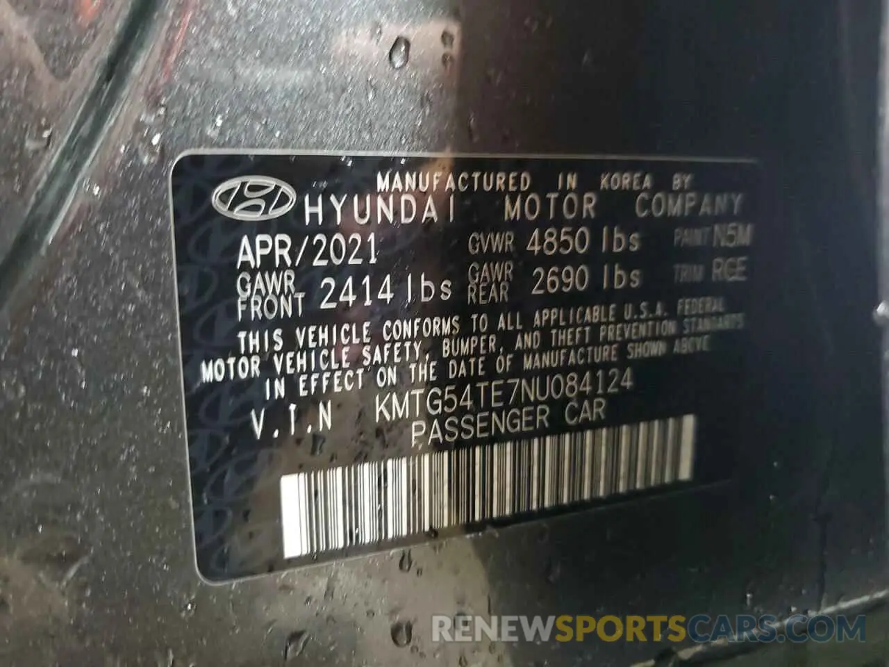 12 Photograph of a damaged car KMTG54TE7NU084124 GENESIS G70 BASE 2022