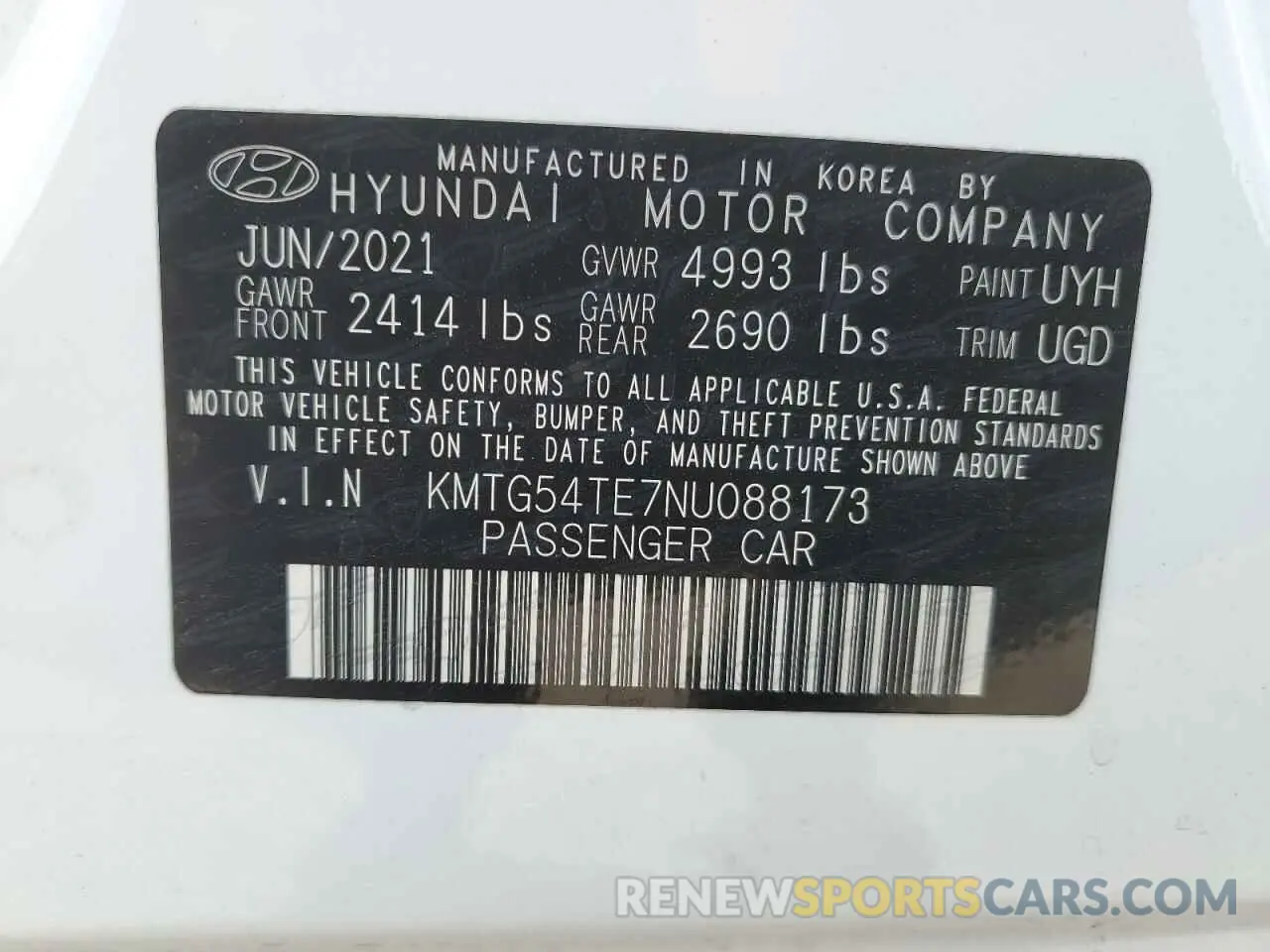 13 Photograph of a damaged car KMTG54TE7NU088173 GENESIS G70 BASE 2022