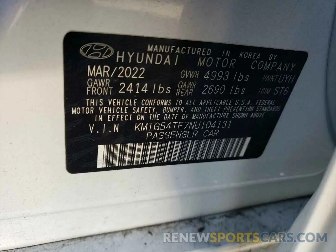 14 Photograph of a damaged car KMTG54TE7NU104131 GENESIS G70 BASE 2022