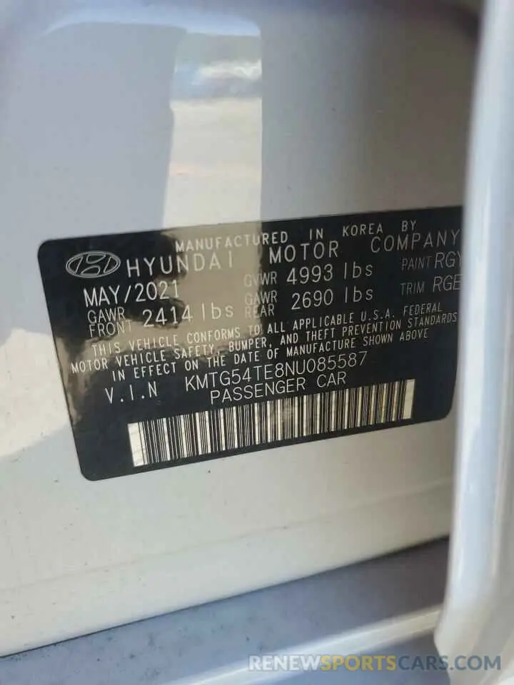 12 Photograph of a damaged car KMTG54TE8NU085587 GENESIS G70 BASE 2022