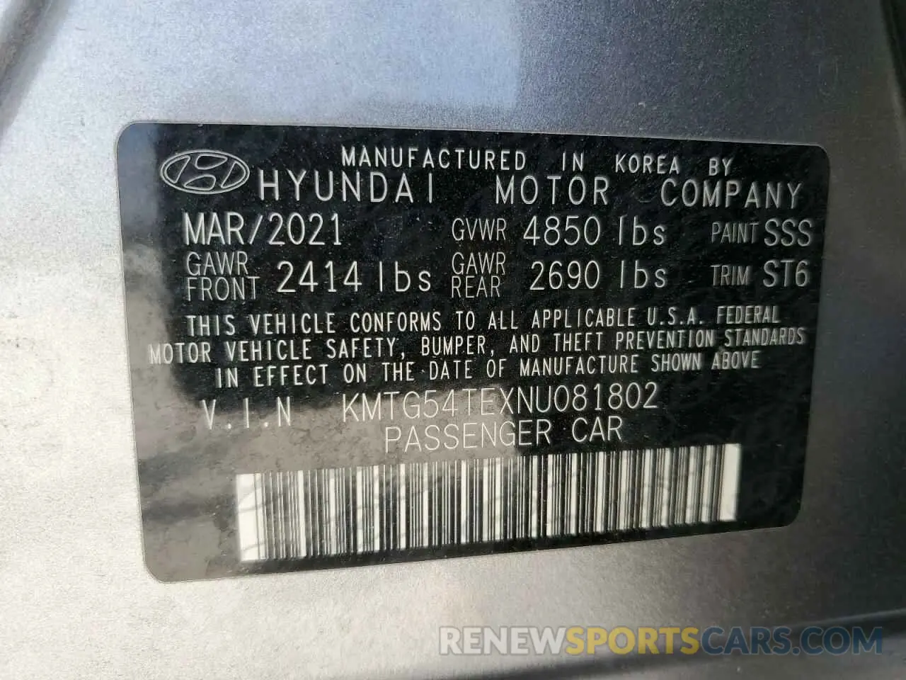12 Photograph of a damaged car KMTG54TEXNU081802 GENESIS G70 BASE 2022