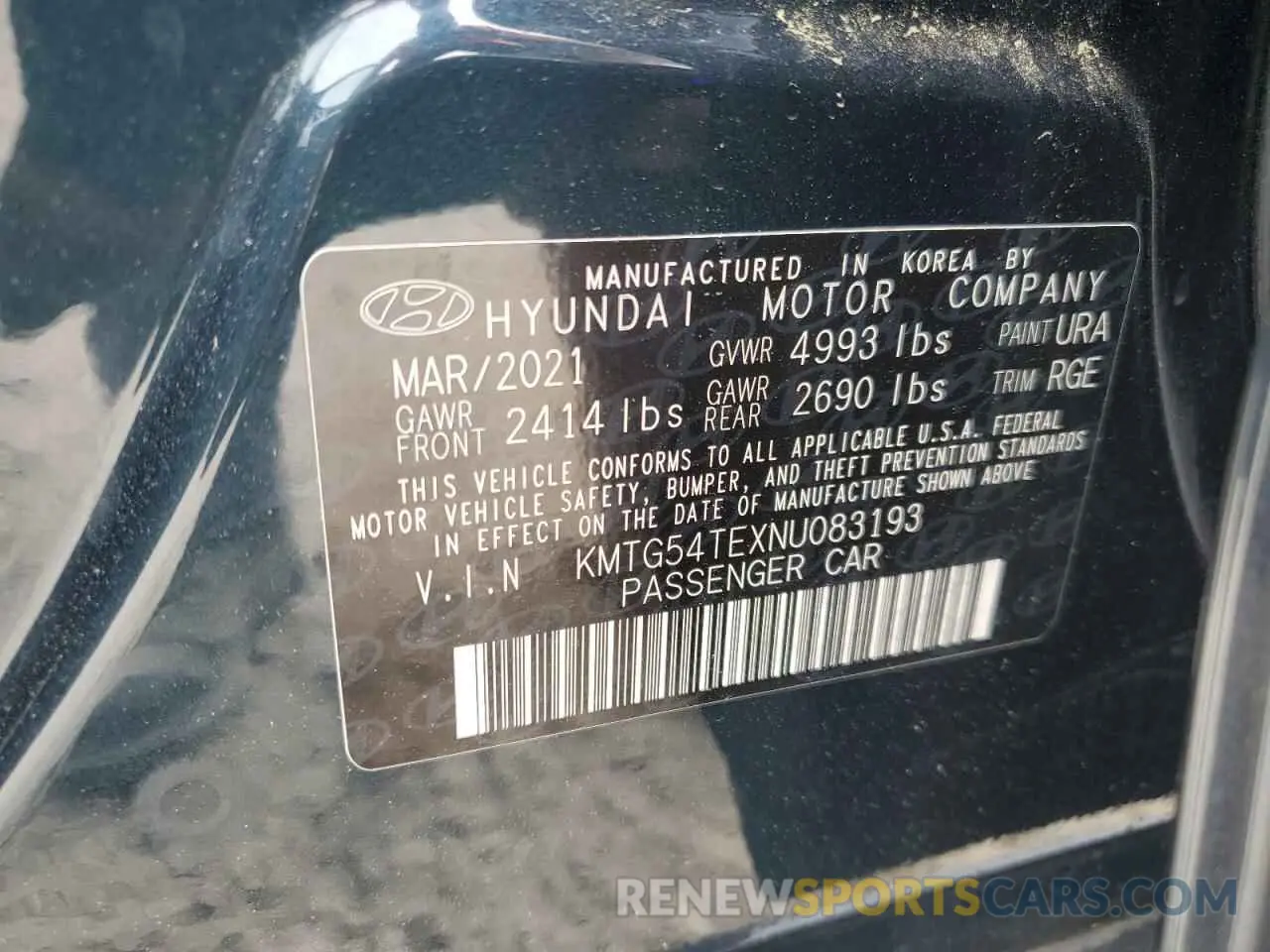 12 Photograph of a damaged car KMTG54TEXNU083193 GENESIS G70 BASE 2022