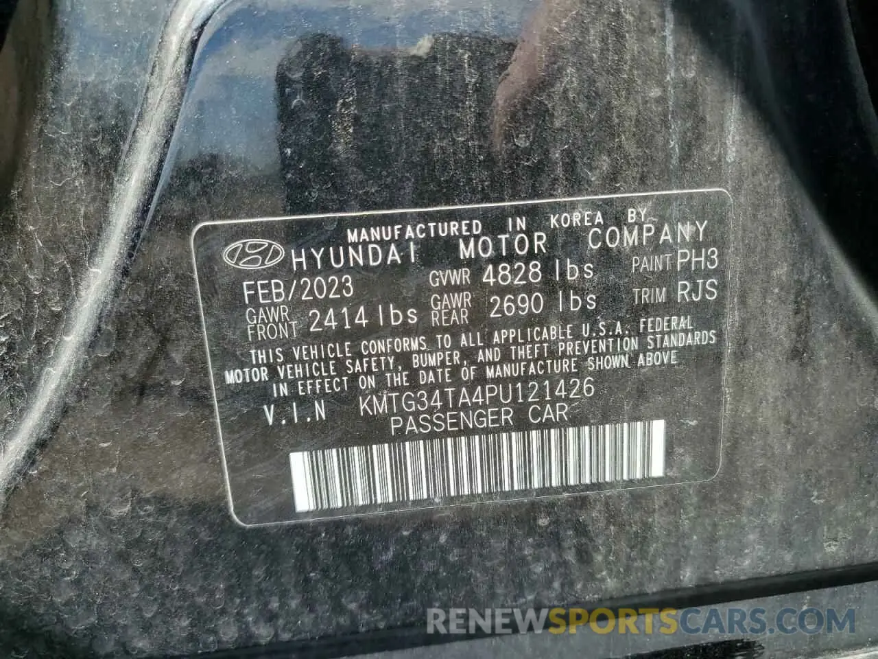 12 Photograph of a damaged car KMTG34TA4PU121426 GENESIS G70 BASE 2023