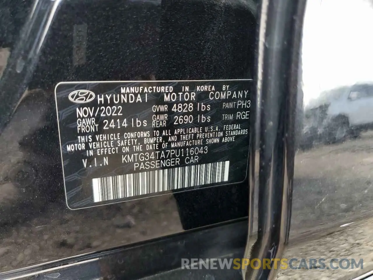 12 Photograph of a damaged car KMTG34TA7PU116043 GENESIS G70 BASE 2023
