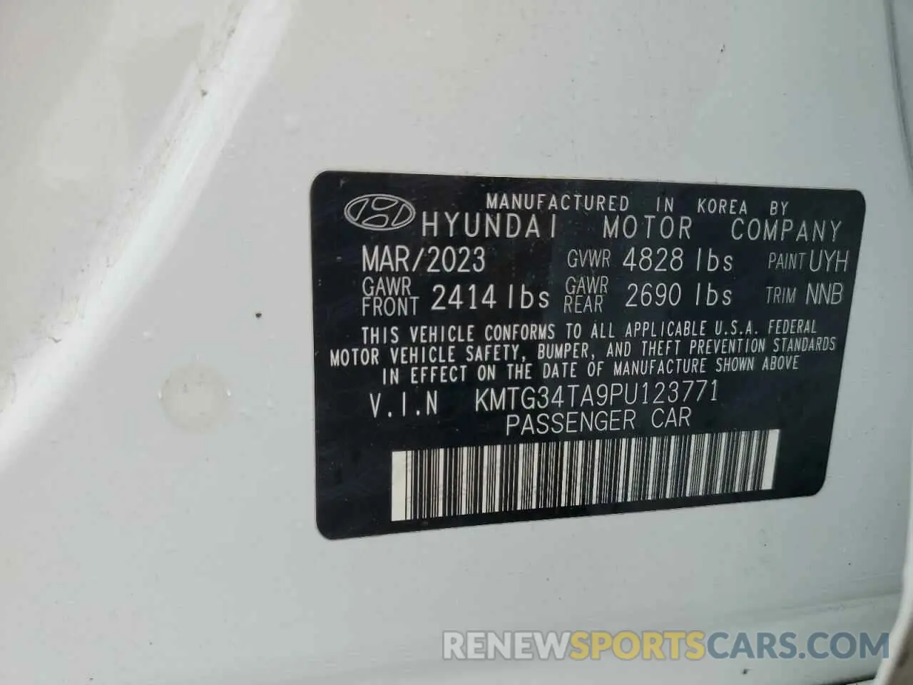 13 Photograph of a damaged car KMTG34TA9PU123771 GENESIS G70 BASE 2023
