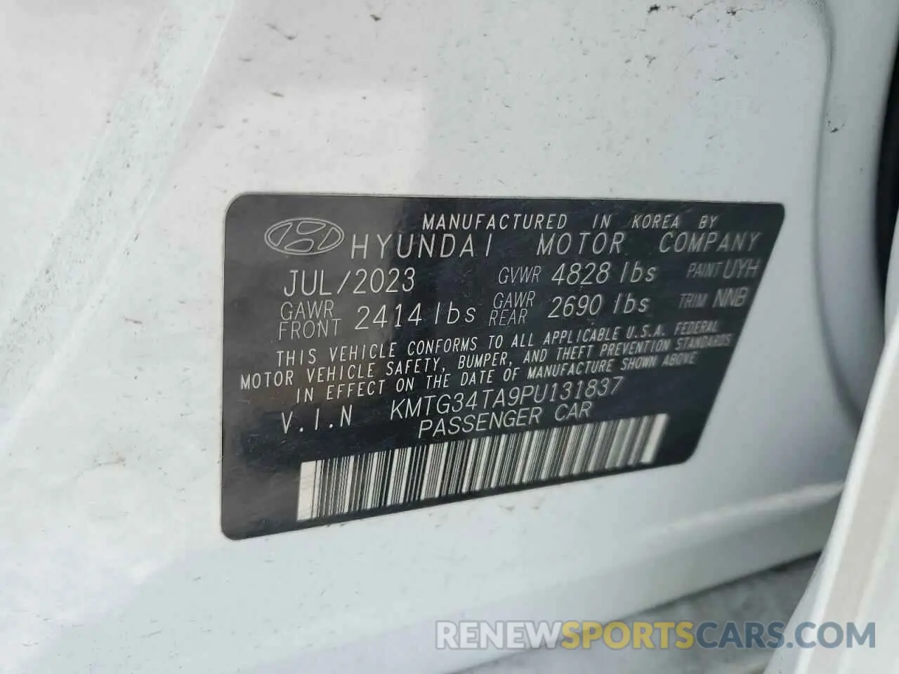 12 Photograph of a damaged car KMTG34TA9PU131837 GENESIS G70 BASE 2023
