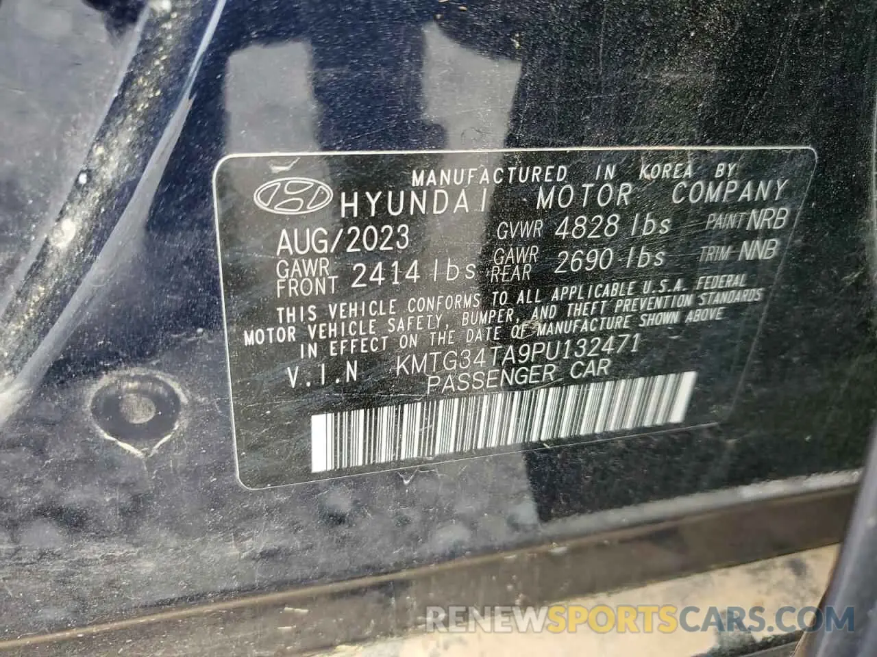 13 Photograph of a damaged car KMTG34TA9PU132471 GENESIS G70 BASE 2023