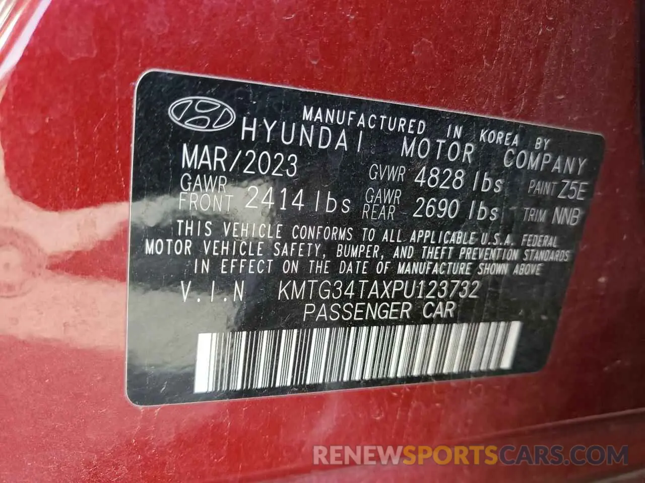 12 Photograph of a damaged car KMTG34TAXPU123732 GENESIS G70 BASE 2023