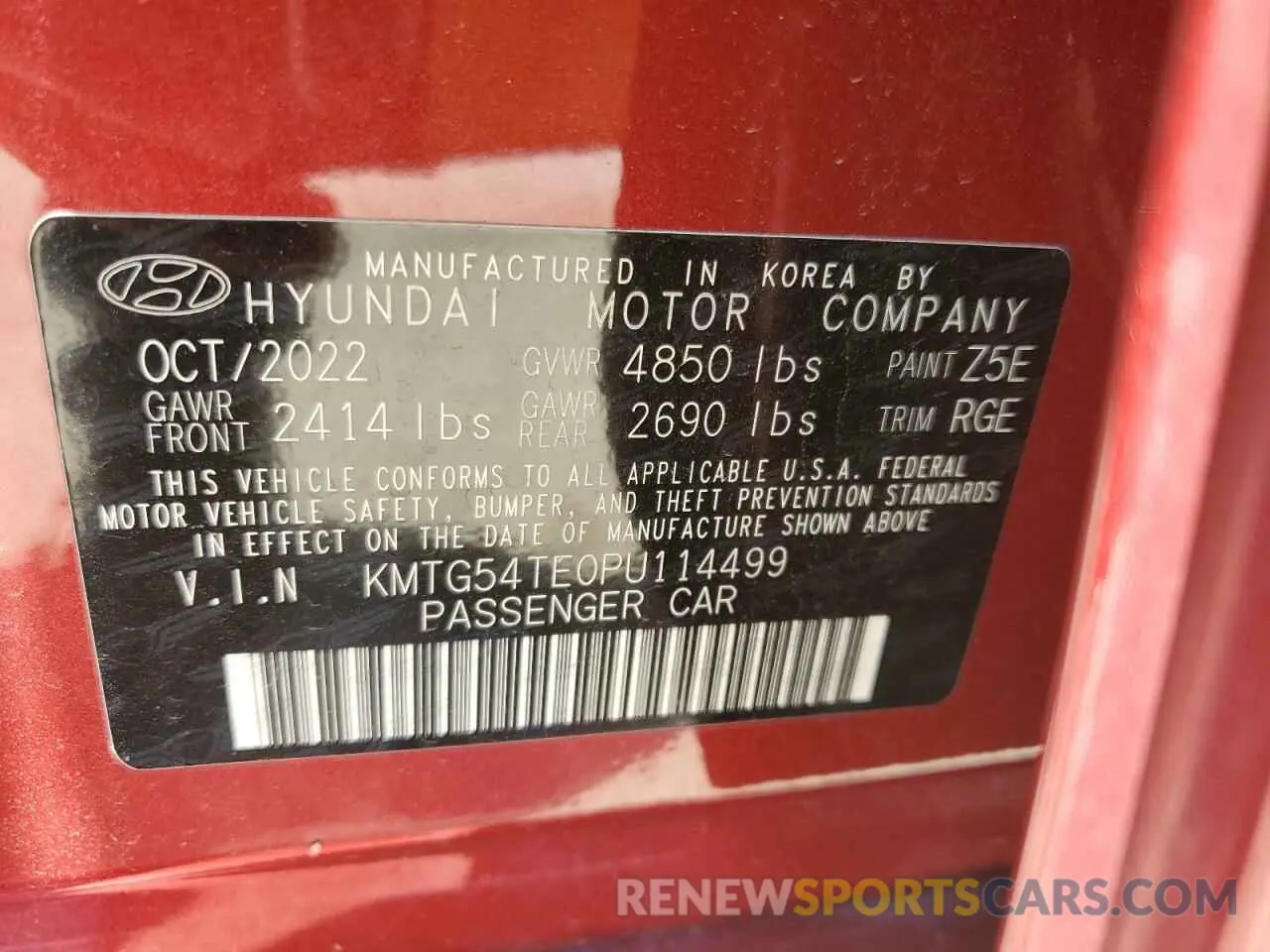 12 Photograph of a damaged car KMTG54TE0PU114499 GENESIS G70 BASE 2023