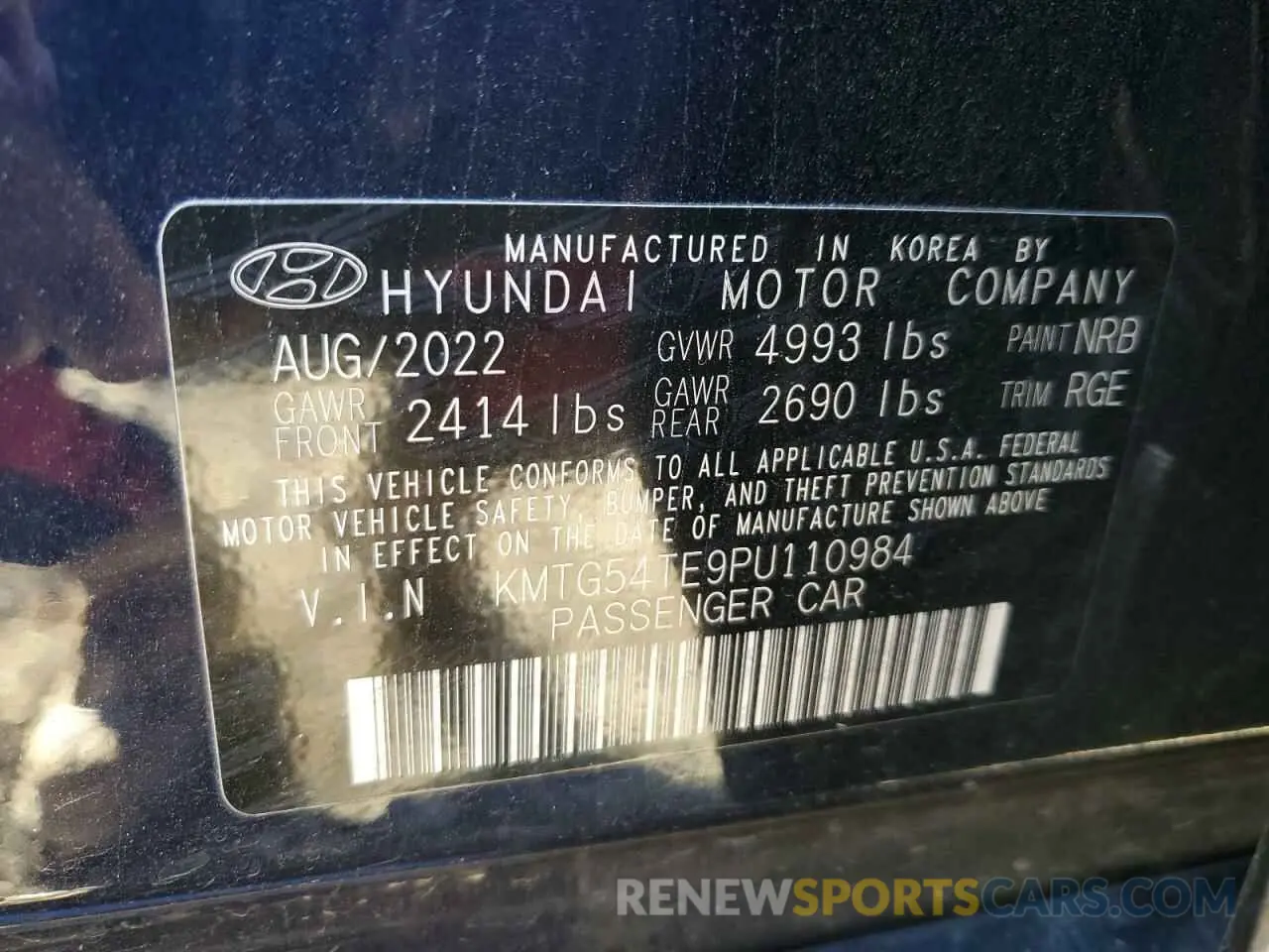 12 Photograph of a damaged car KMTG54TE9PU110984 GENESIS G70 BASE 2023
