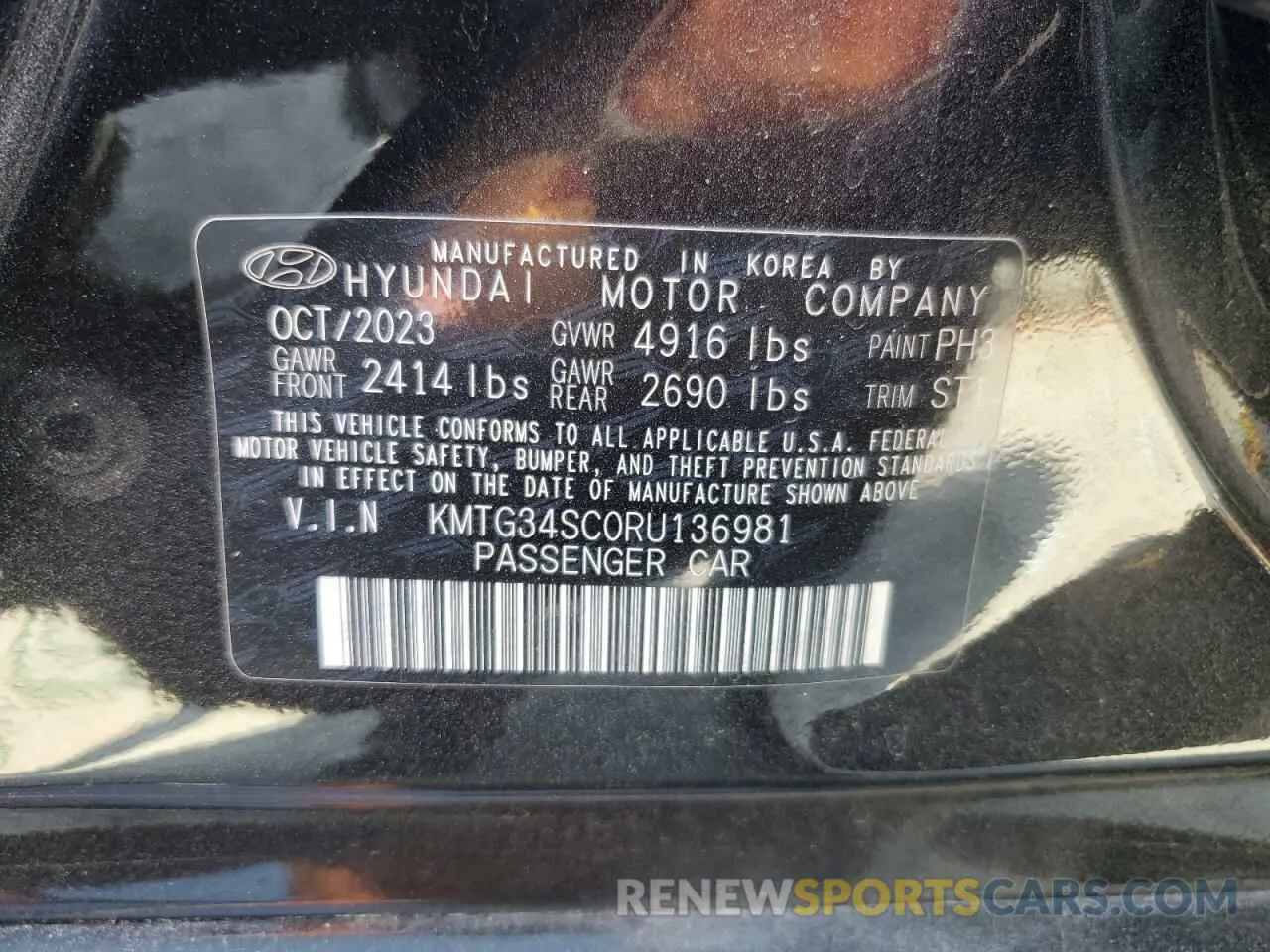 12 Photograph of a damaged car KMTG34SC0RU136981 GENESIS G70 BASE 2024