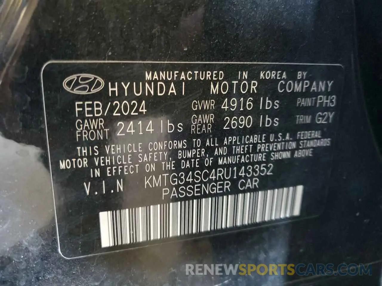 13 Photograph of a damaged car KMTG34SC4RU143352 GENESIS G70 BASE 2024