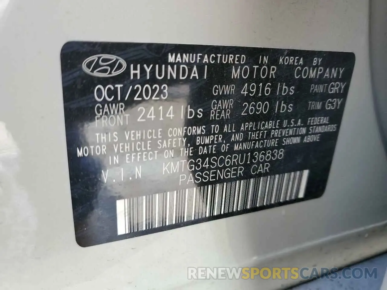 12 Photograph of a damaged car KMTG34SC6RU136838 GENESIS G70 BASE 2024