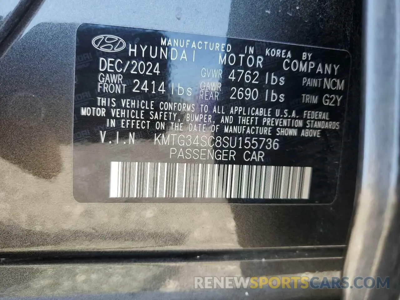 12 Photograph of a damaged car KMTG34SC8SU155736 GENESIS G70 BASE 2025
