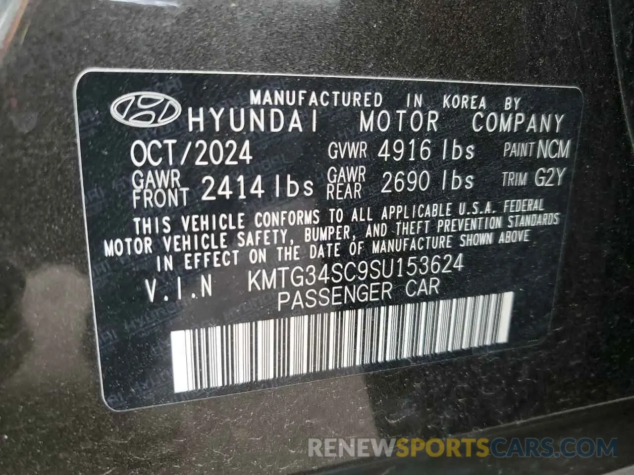 12 Photograph of a damaged car KMTG34SC9SU153624 GENESIS G70 BASE 2025