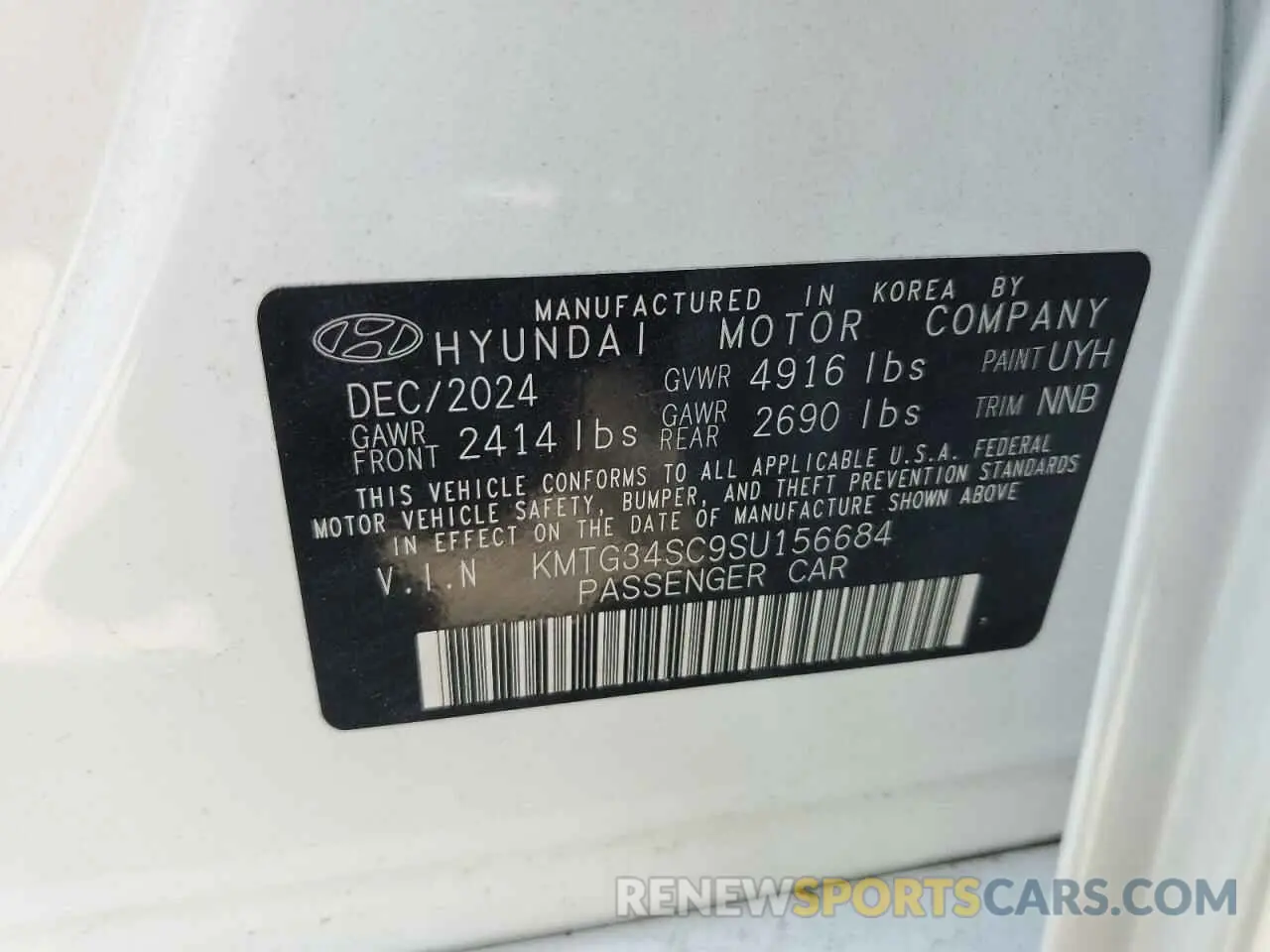 12 Photograph of a damaged car KMTG34SC9SU156684 GENESIS G70 BASE 2025