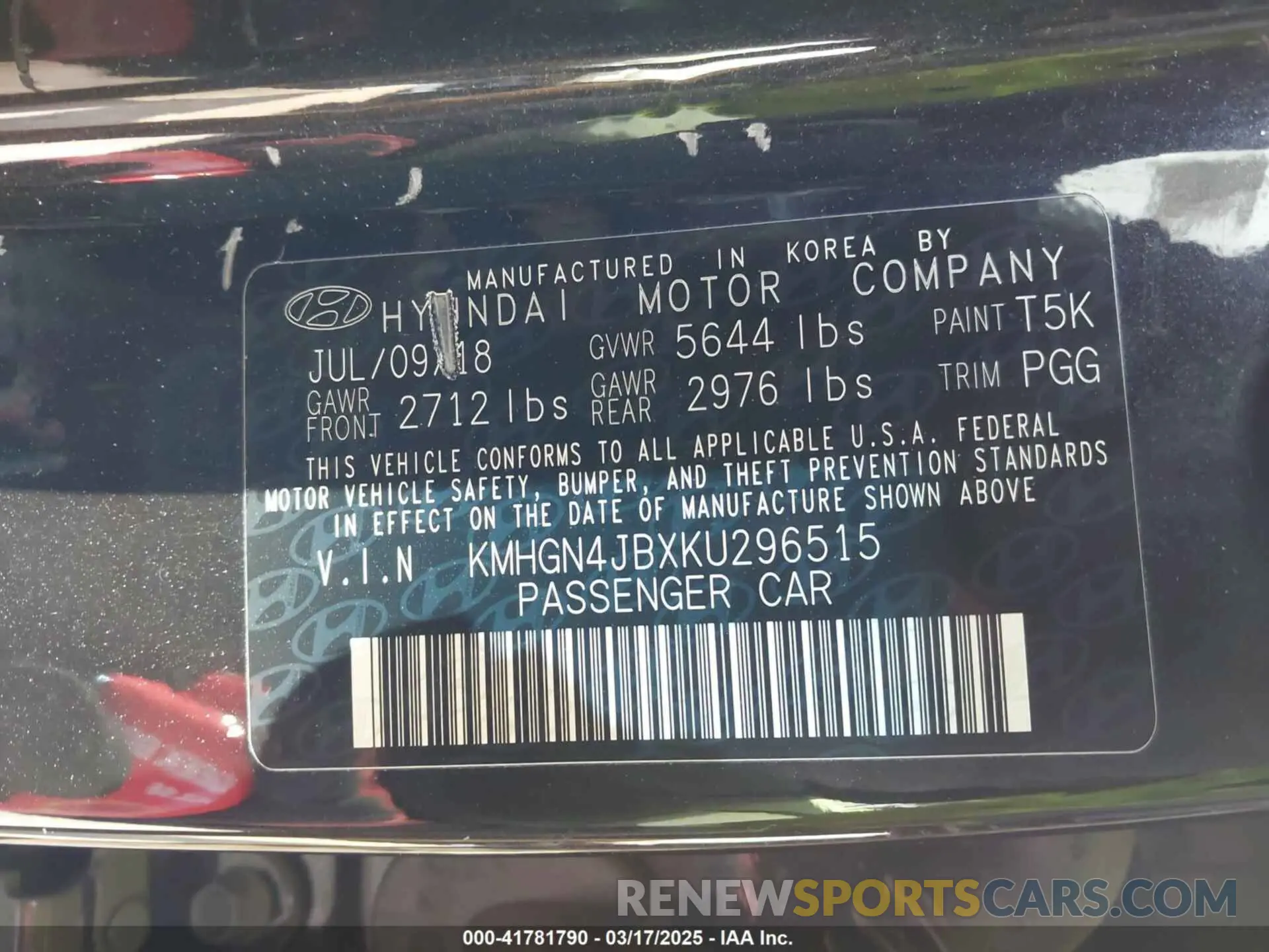 9 Photograph of a damaged car KMHGN4JBXKU296515 GENESIS G80 2019