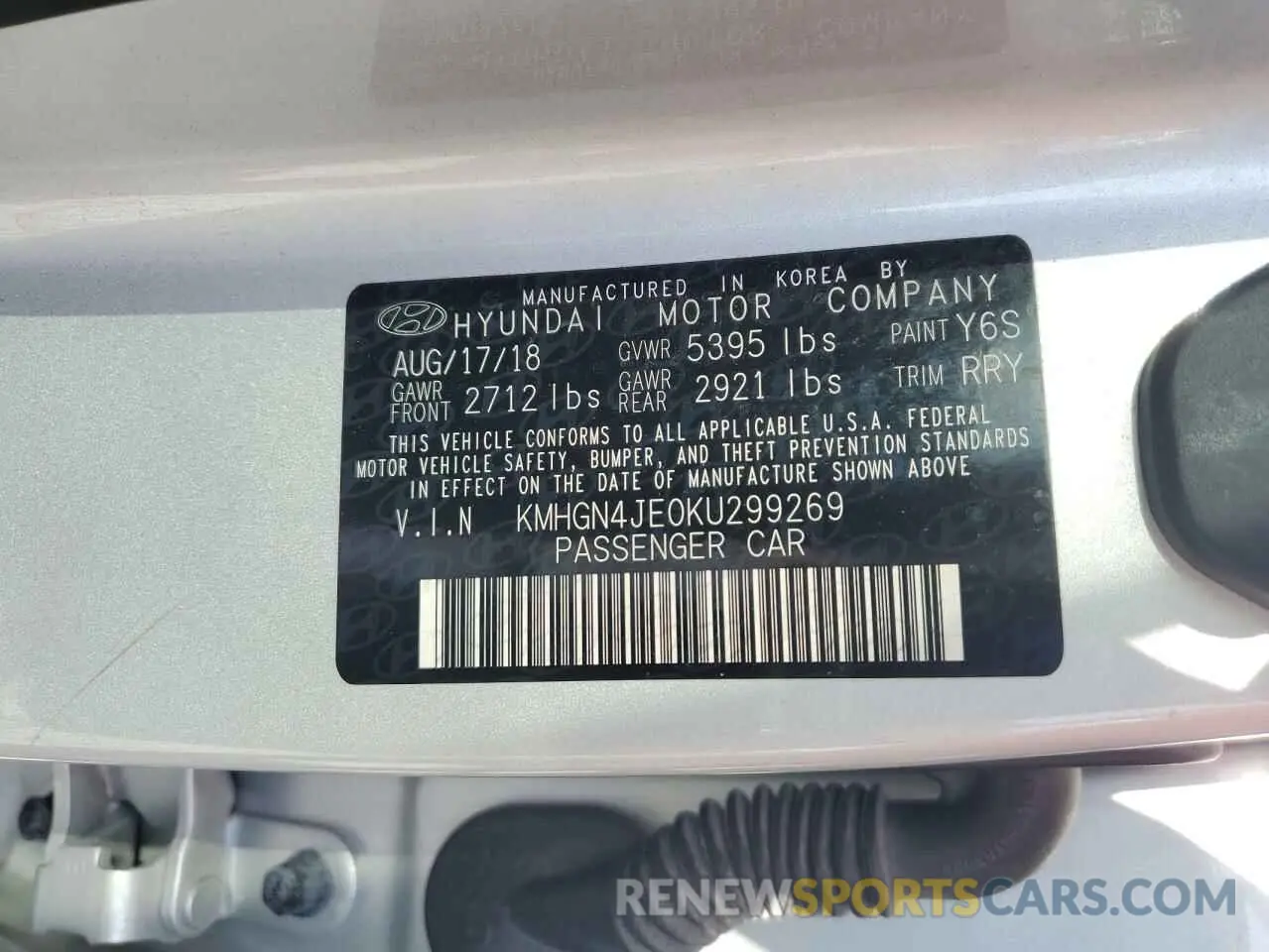 13 Photograph of a damaged car KMHGN4JE0KU299269 GENESIS G80 2019