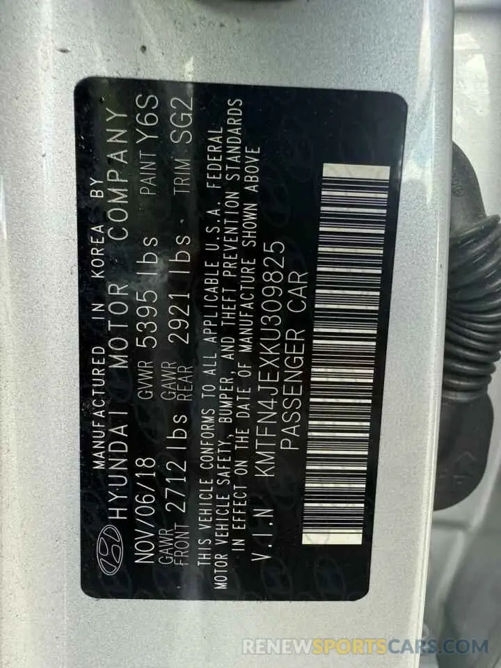10 Photograph of a damaged car KMTFN4JEXKU309825 GENESIS G80 2019