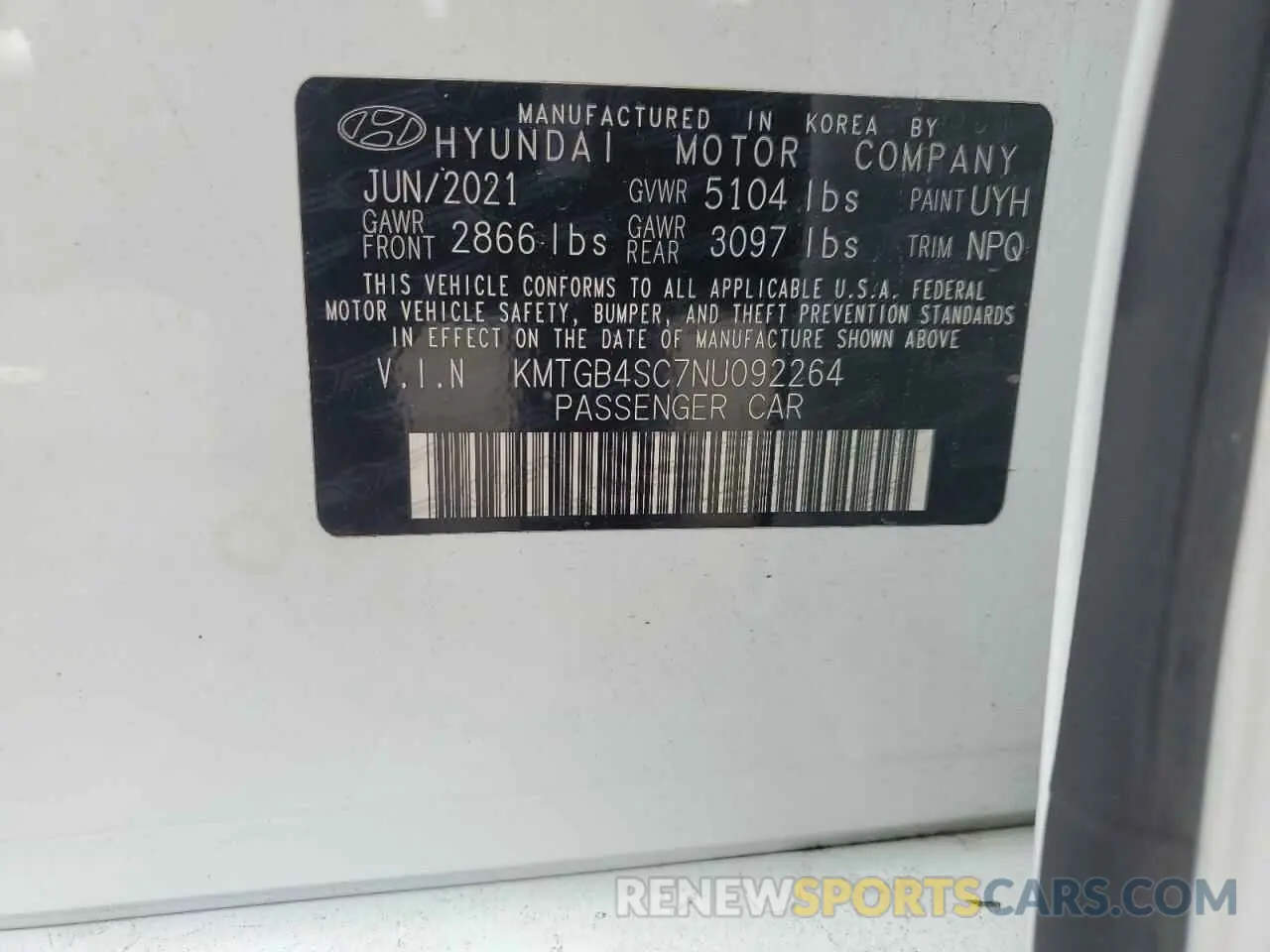 12 Photograph of a damaged car KMTGB4SC7NU092264 GENESIS G80 2022