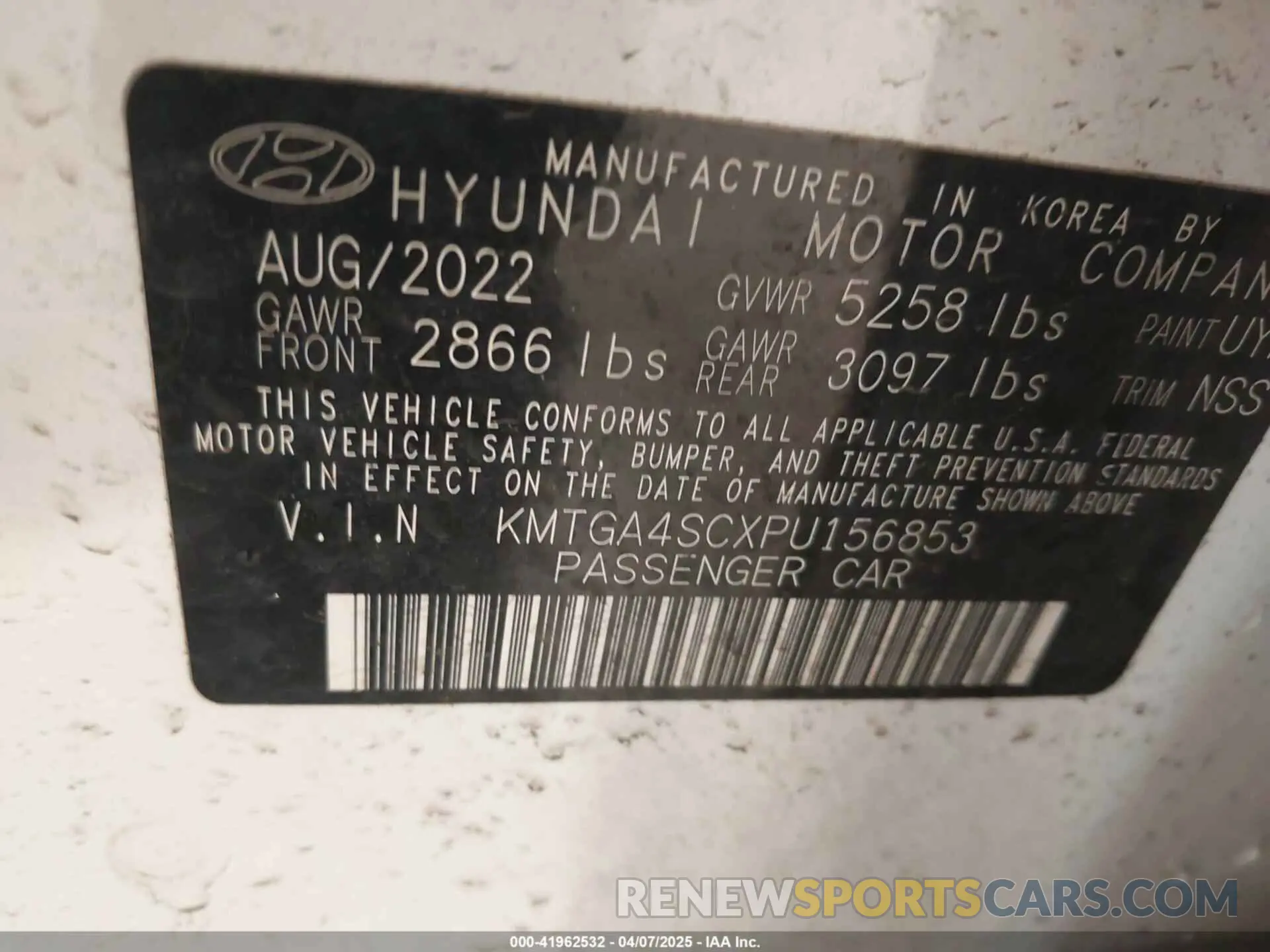 9 Photograph of a damaged car KMTGA4SCXPU156853 GENESIS G80 2023