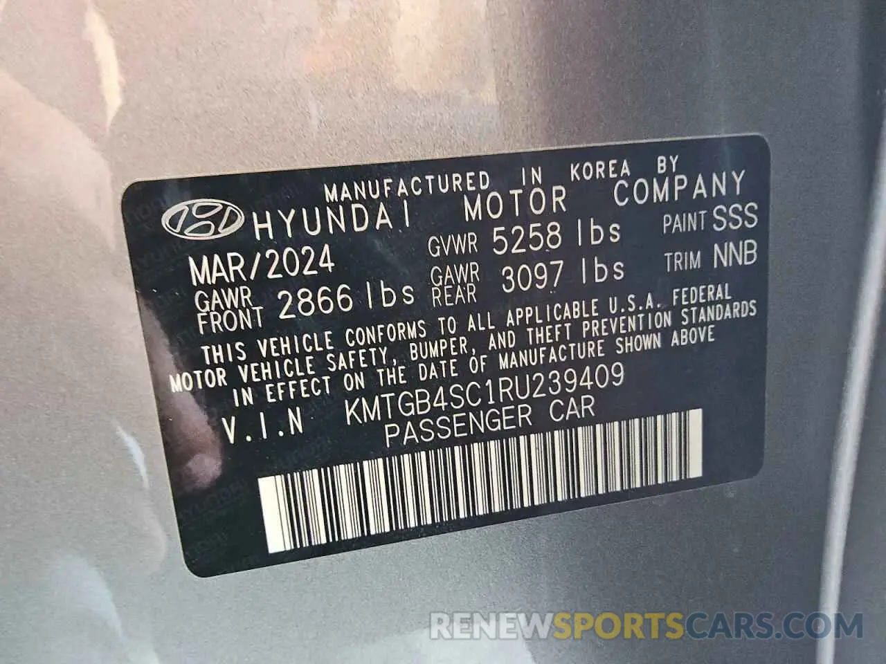 12 Photograph of a damaged car KMTGB4SC1RU239409 GENESIS G80 2024