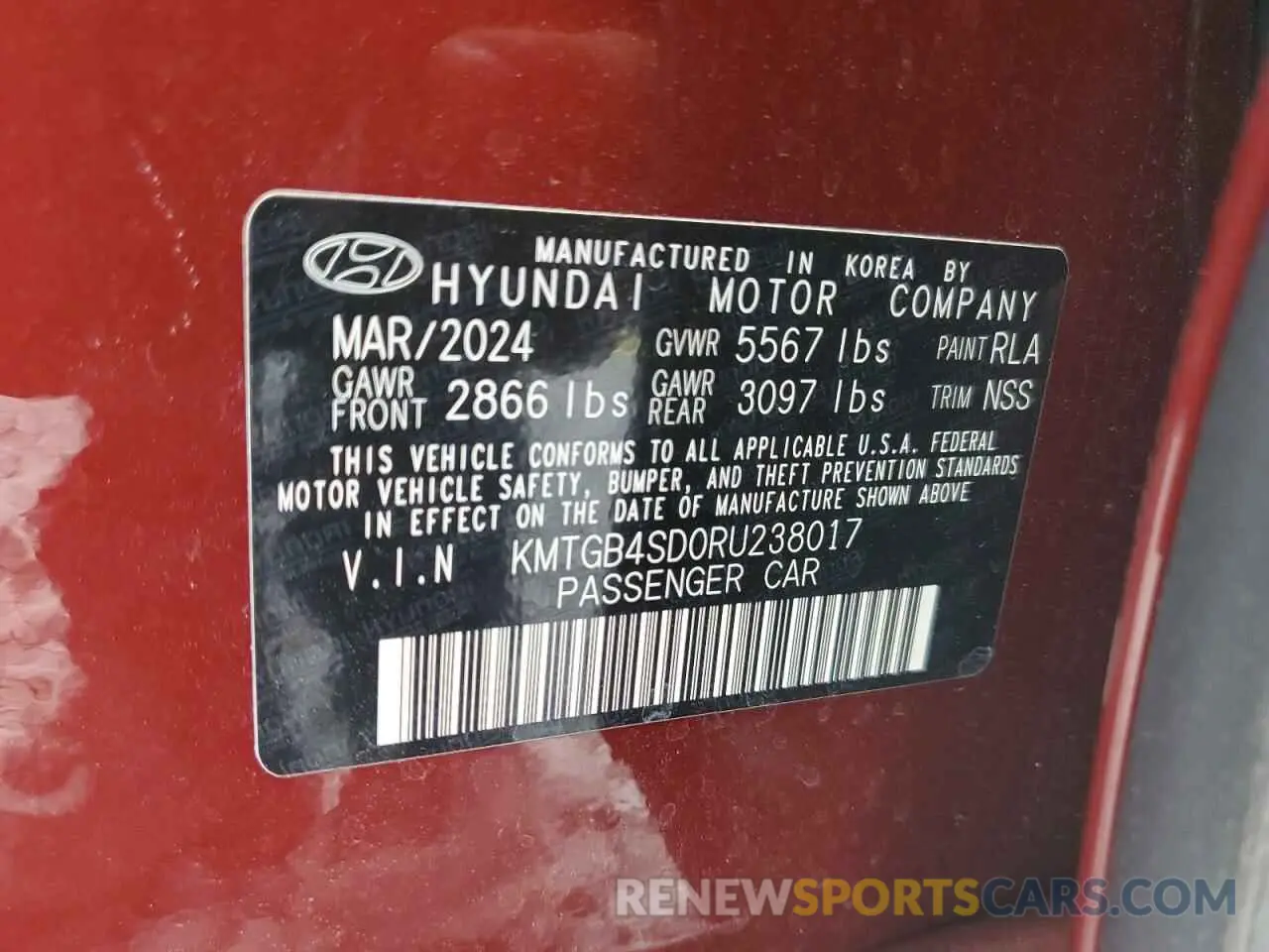 13 Photograph of a damaged car KMTGB4SD0RU238017 GENESIS G80 2024