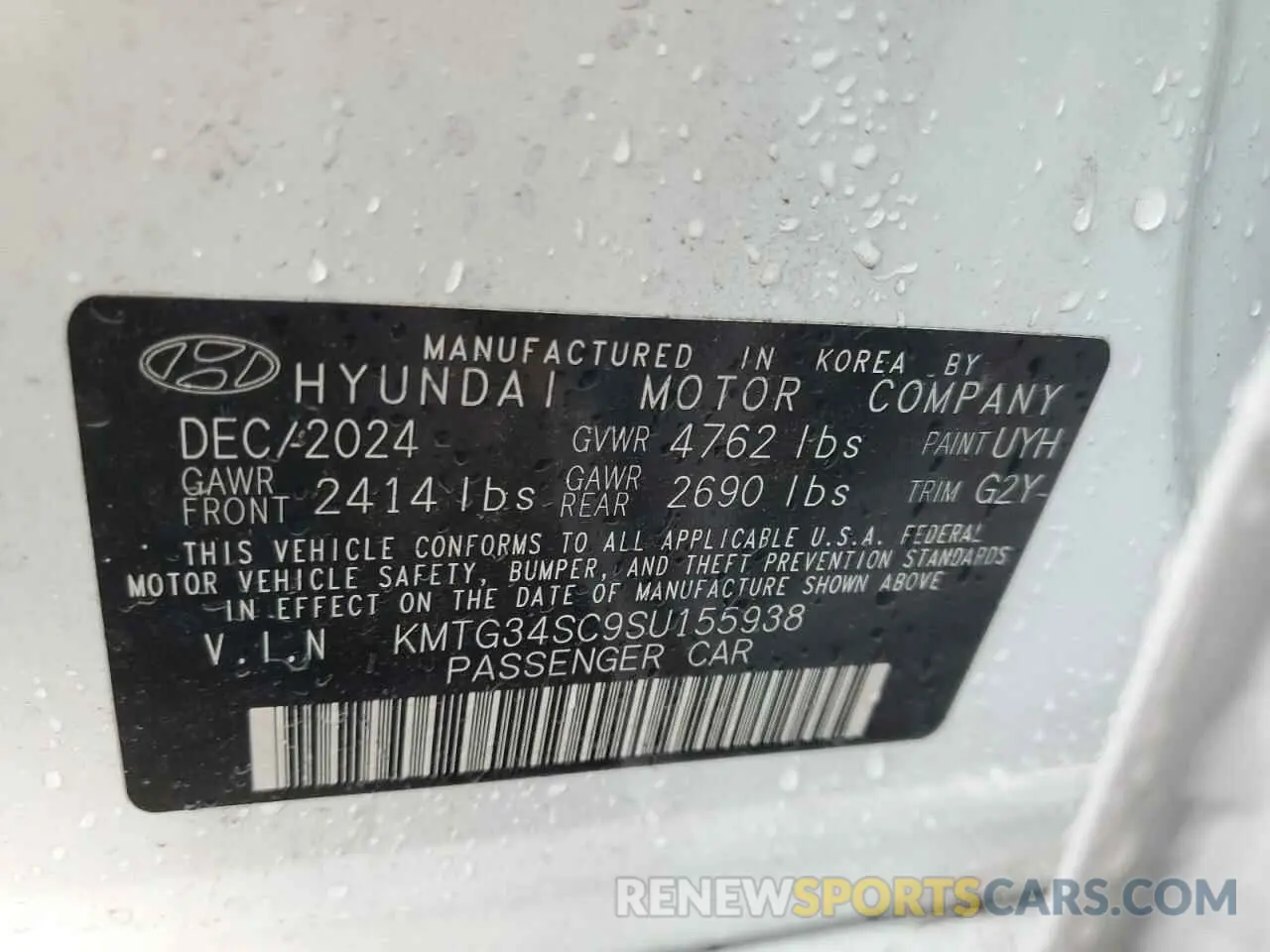 13 Photograph of a damaged car KMTG34SC9SU155938 GENESIS G80 2025