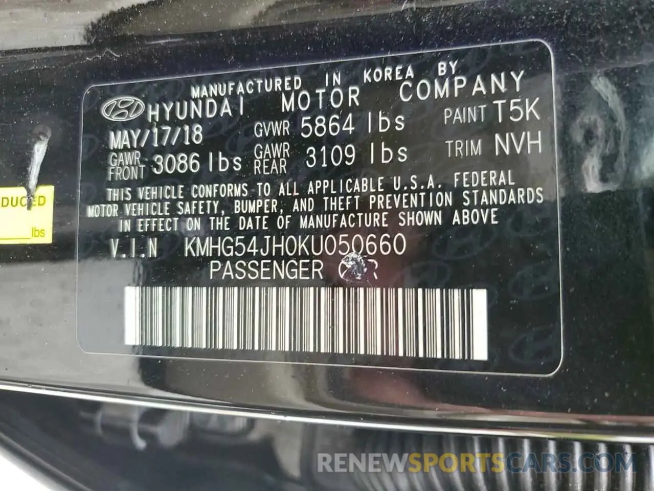 12 Photograph of a damaged car KMHG54JH0KU050660 GENESIS G90 2019