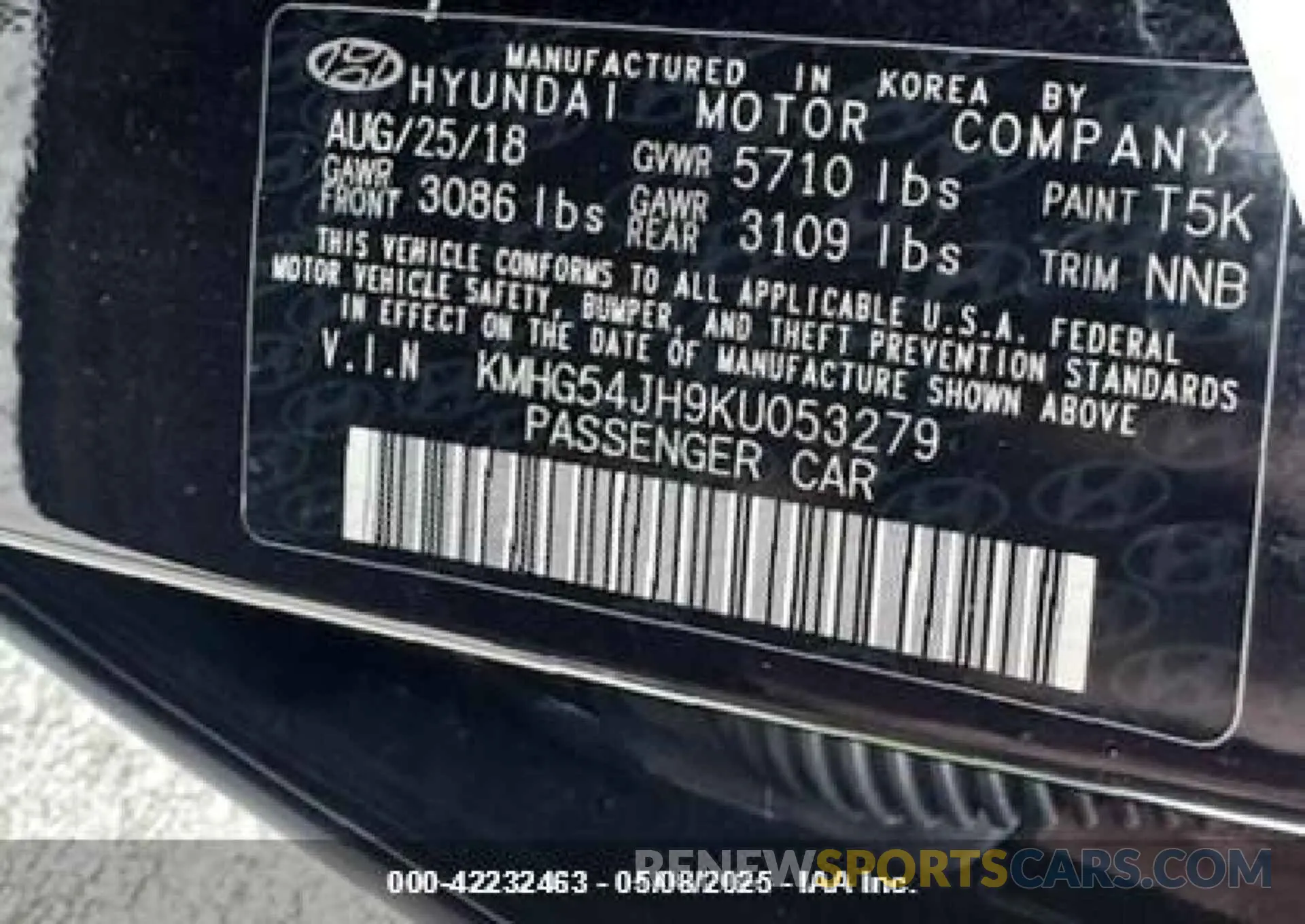 9 Photograph of a damaged car KMHG54JH9KU053279 GENESIS G90 2019
