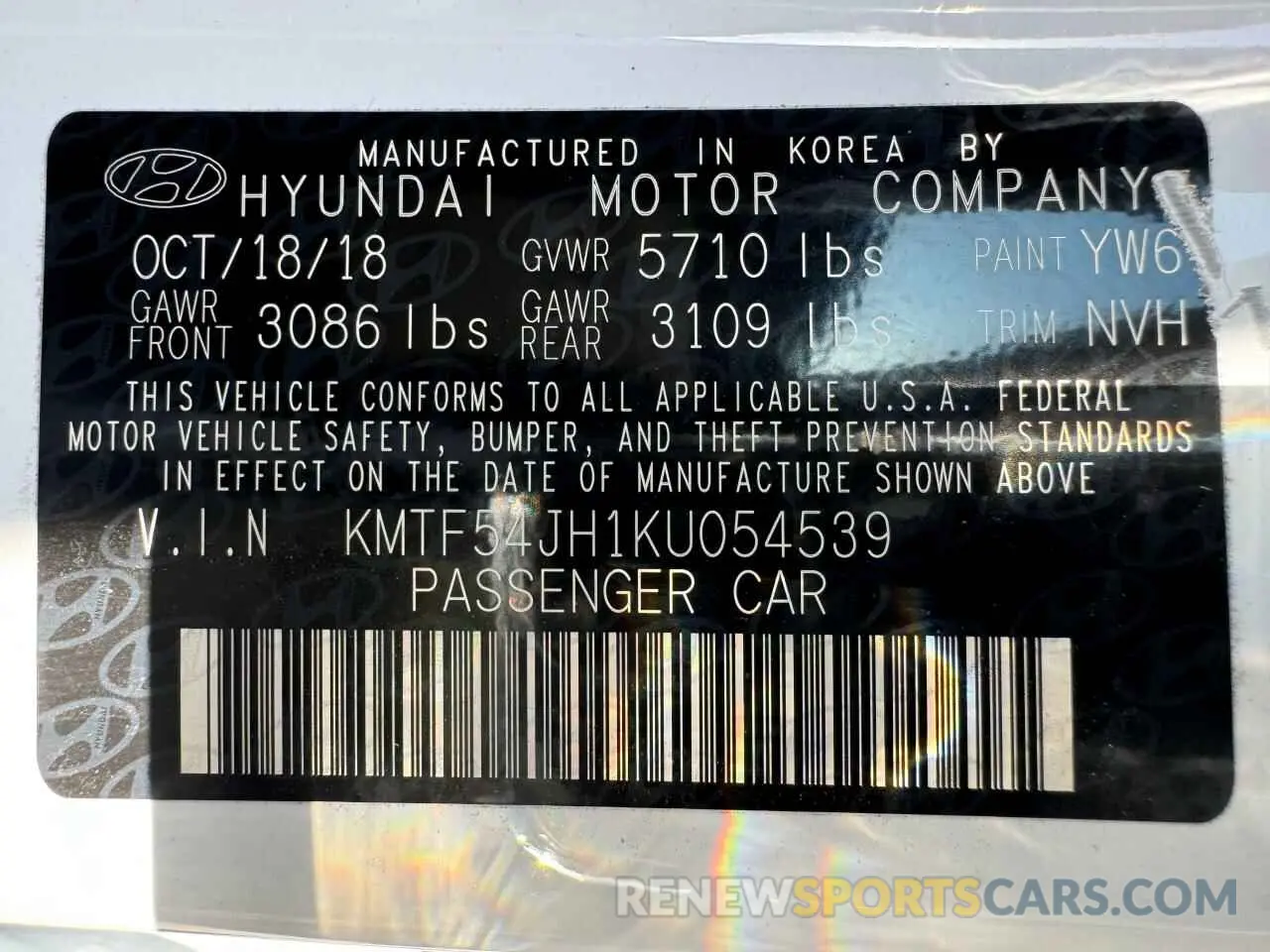 15 Photograph of a damaged car KMTF54JH1KU054539 GENESIS G90 2019