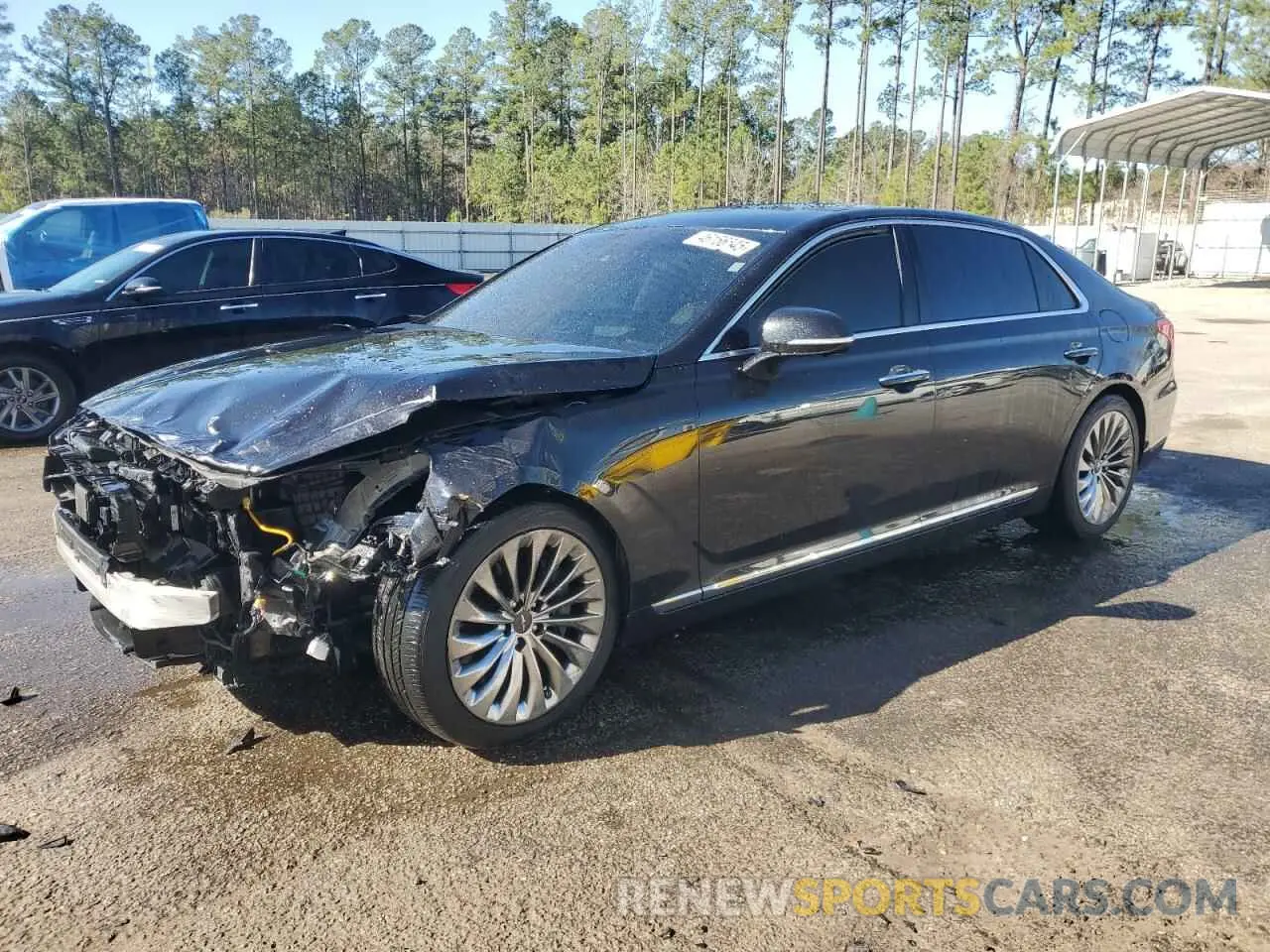 1 Photograph of a damaged car KMTF54JHXKU059223 GENESIS G90 2019