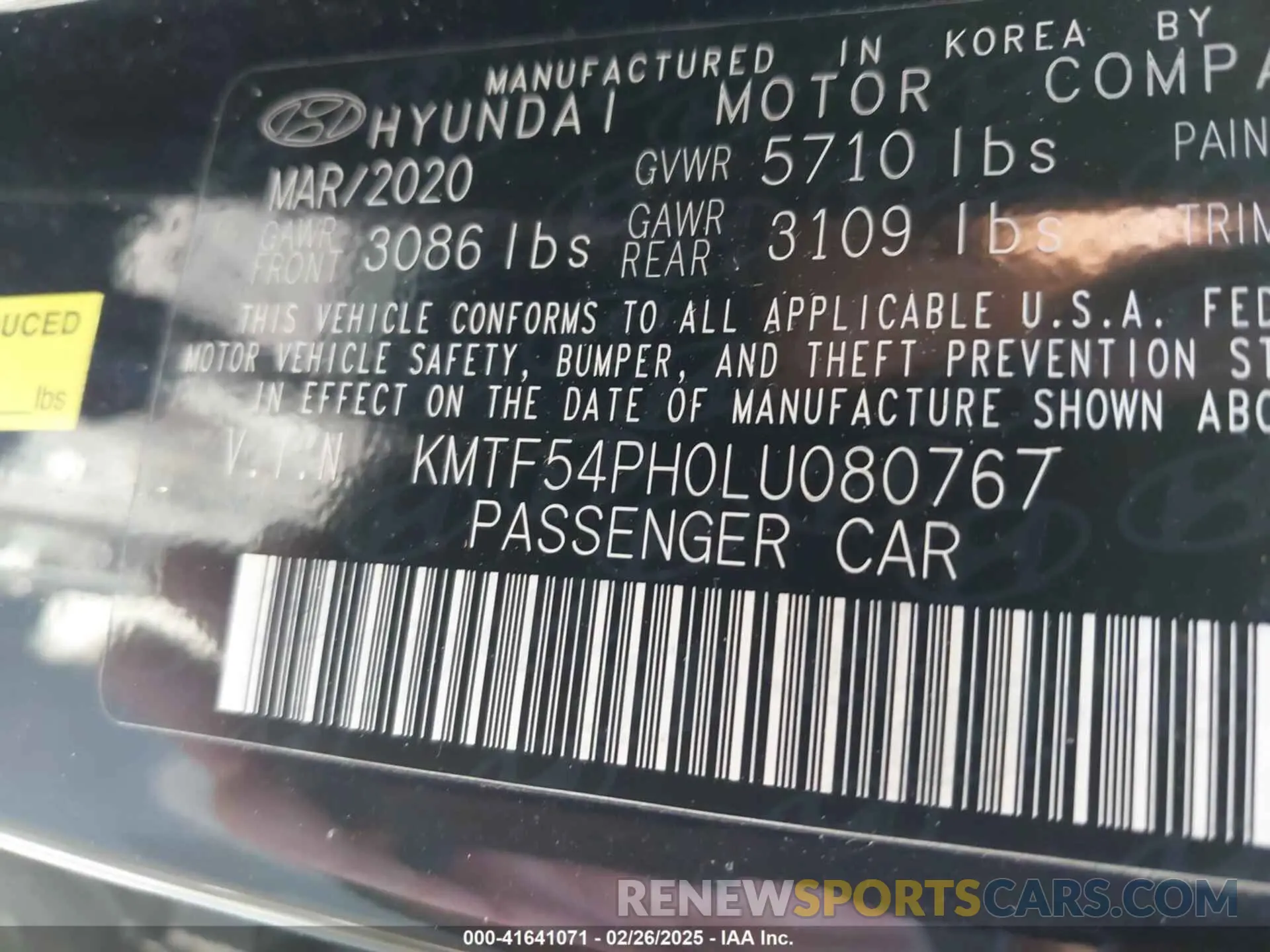 9 Photograph of a damaged car KMTF54PH0LU080767 GENESIS G90 2020