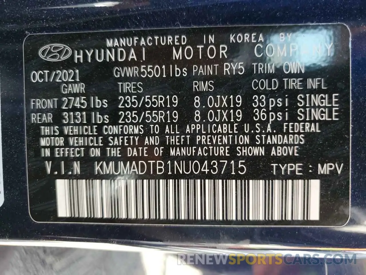 13 Photograph of a damaged car KMUMADTB1NU043715 GENESIS GV70 BASE 2022