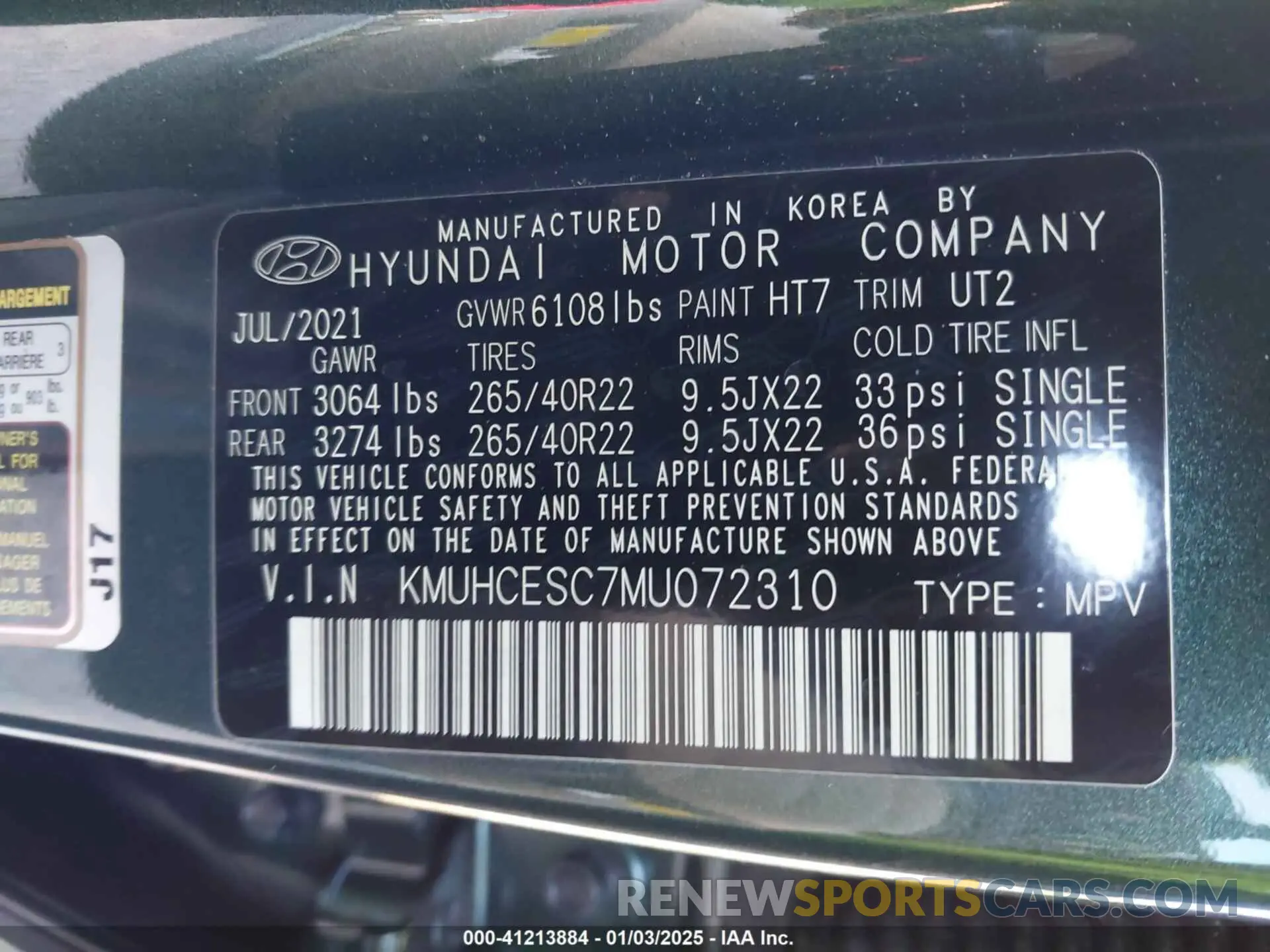 9 Photograph of a damaged car KMUHCESC7MU072310 GENESIS GV80 2021
