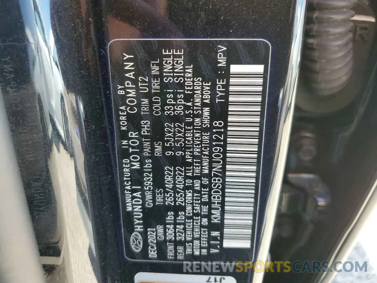 13 Photograph of a damaged car KMUHBDSB7NU091218 GENESIS GV80 2022