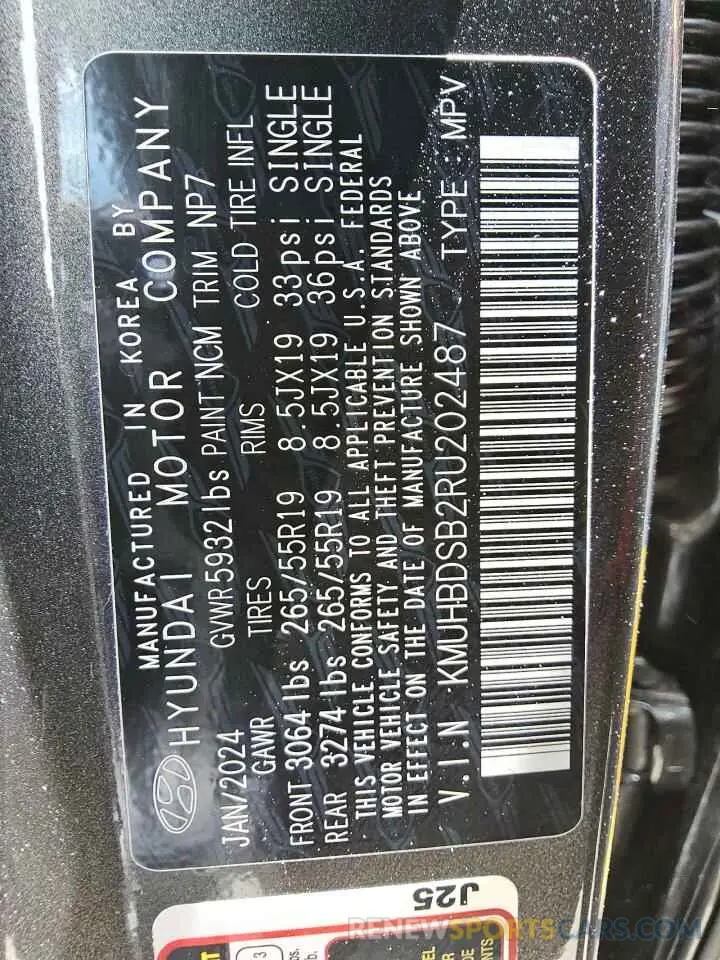 13 Photograph of a damaged car KMUHBDSB2RU202487 GENESIS GV80 2024