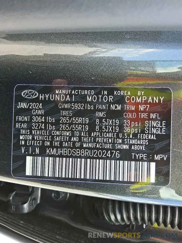 12 Photograph of a damaged car KMUHBDSB8RU202476 GENESIS GV80 2024