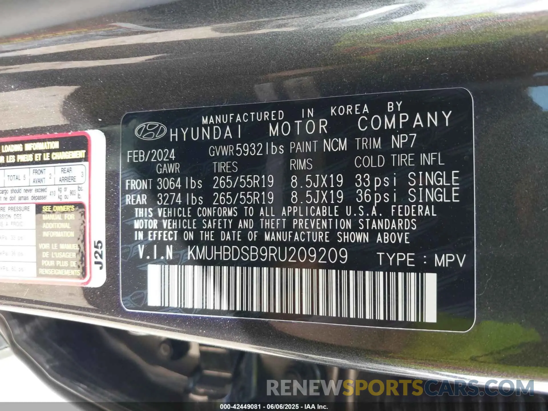 9 Photograph of a damaged car KMUHBDSB9RU209209 GENESIS GV80 2024