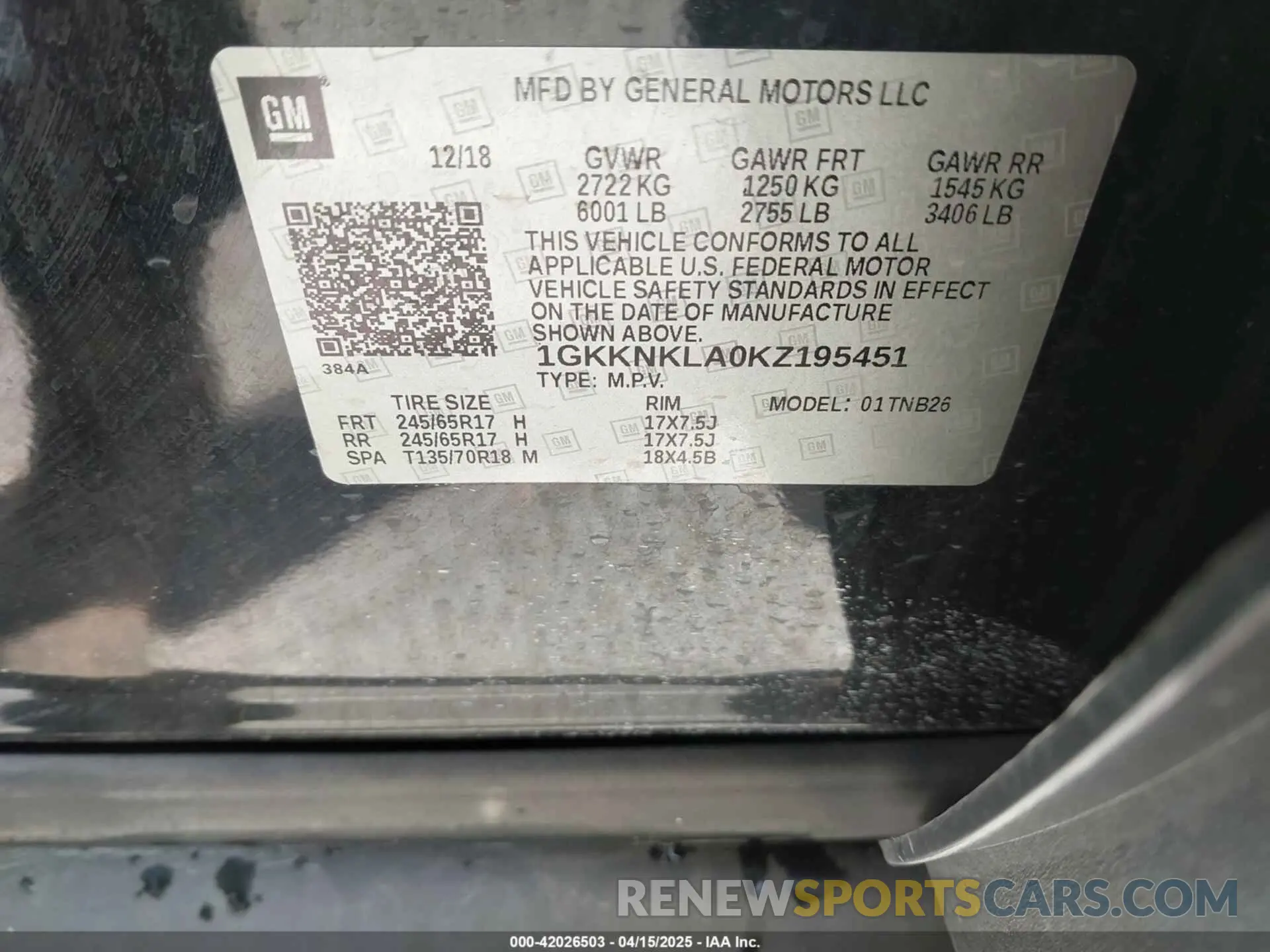 9 Photograph of a damaged car 1GKKNKLA0KZ195451 GMC ACADIA 2019